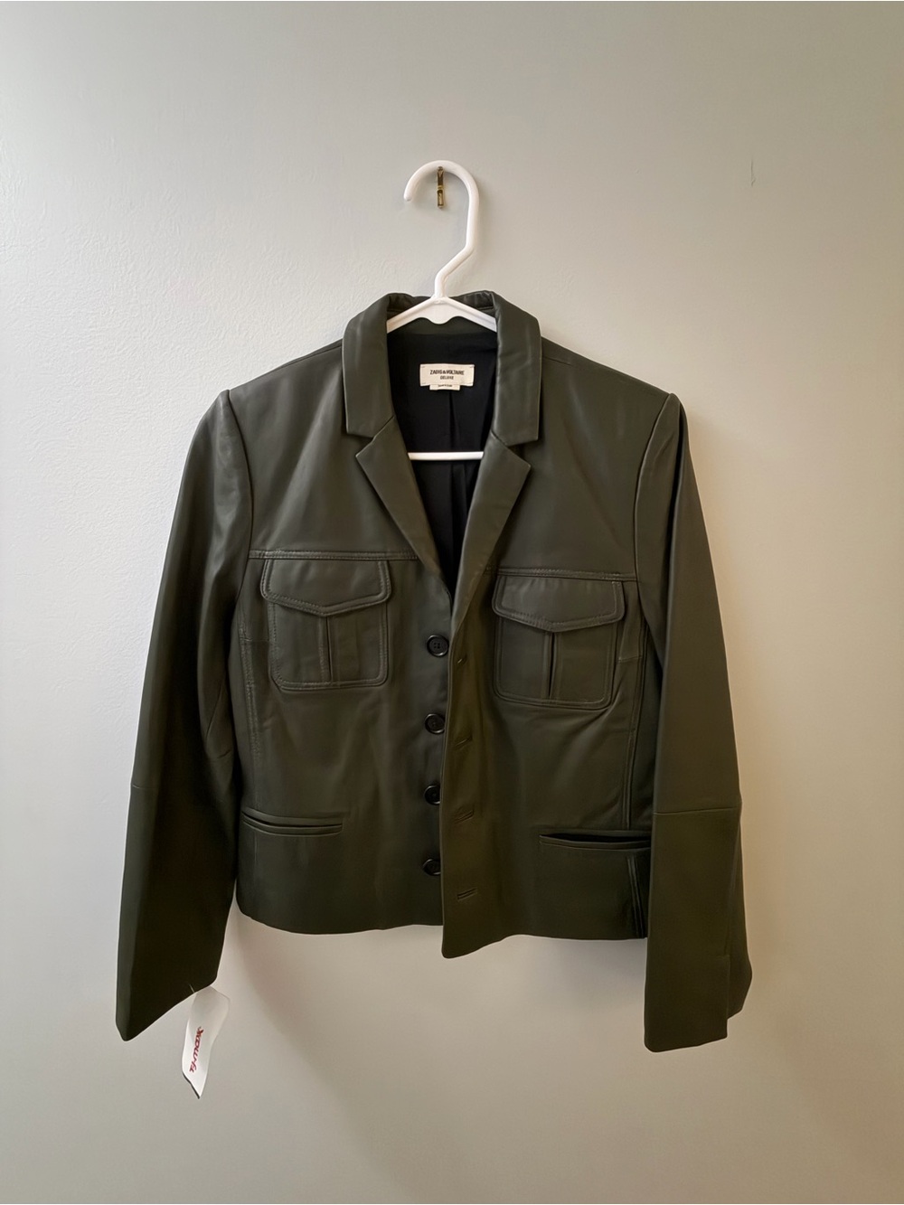 Zadig & Voltaire Olive Green Faux Leather Blazer
